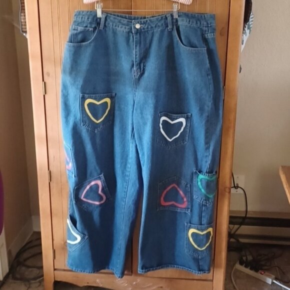 SHEIN PLUS SIZE HIGH RISE WIDE LEG JEANS - Picture 1 of 7
